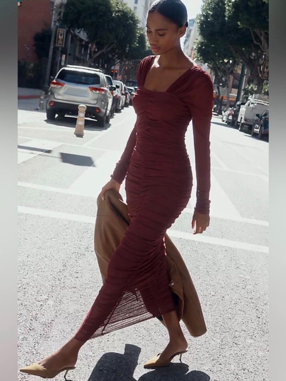 Anthropologie Midi Dress in Wine